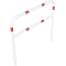 Protective bar made of steel tubing |  60 x 2.5 mm | with crossbar | total width: 1500 mm | total height: 1400 mm | hot-dip galvanized and white coatedwith red reflecting stripes
